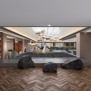 现代酒店大堂3D模型下载